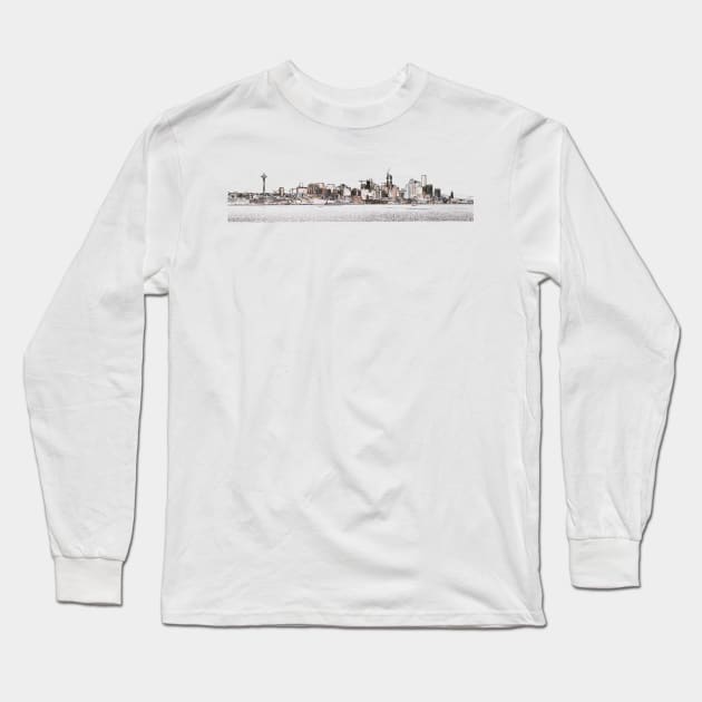 Seattle skyline edges Long Sleeve T-Shirt by djhyman